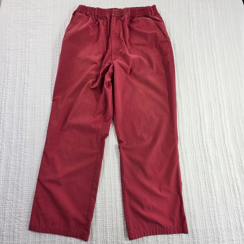 Haband Casual Joe Mens Burgundy Elastic Waist Pants Size 38M Red Cotton Blend